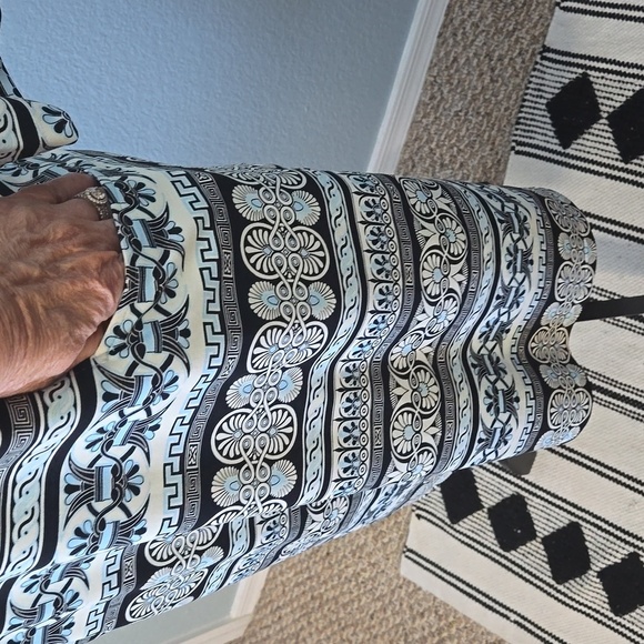 J McLaughlin Catalina Cloth Blue Patterned Sheath 3/4 Sleeves Dress Sz Medium - Picture 3 of 13